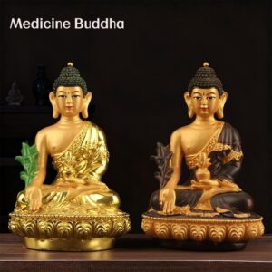 Gold-Plated-Painted-Resin-Medicine-Buddha