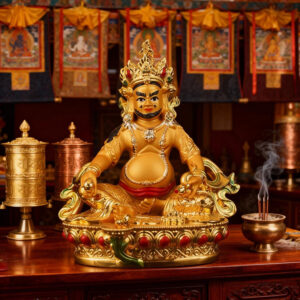 Gold-Plated-Hand-Painted-Resin-Yellow-Jambhala-Statue