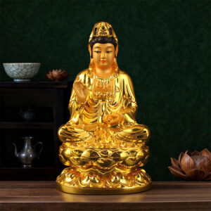 13cm Resin-Gold-Plated-Avalokiteshvara-Statue