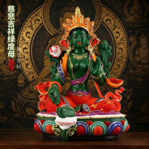 27cm-Hand-Painted-Resin-Green-Tara