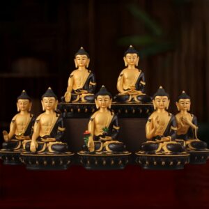Hand-Painted-Resin-Five-Dhyani-Buddhas-Statue-Set
