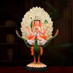 Hand-Painted-Resin-Mahamayuri-Statue
