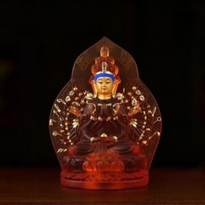 Resin-Imitated-Crystal-Liuli-Sitting-Thousand-Hand-Guanyin-Statue
