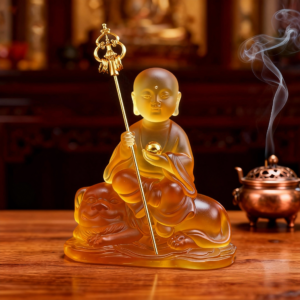 Resin-Imitated-Crystal-Liuli-Sitting-Ksitigarbha-with-Child-Statue