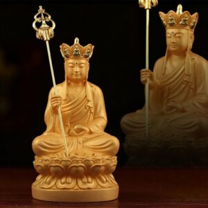 Resin-Imitation-Sand-Gold-Statue-of-Ksitigarbha-Bodhisattva